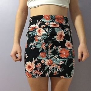 Floral bodycon skirt